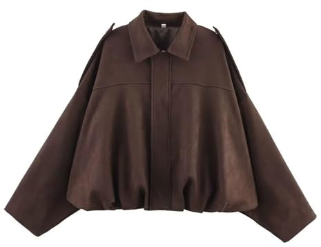 Generico Motorcykeljacka Kvinnor Bomberjacka Softshell Fuskskinn Kort Trench Krage Mocka Ledig Jackor Mode Mocka Varm Kappa Med Dragkedja Vår Vinter Lätt Vintage Jacka, Kaffe, S