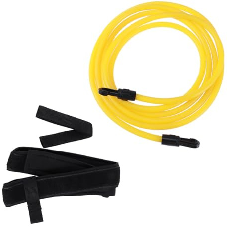 HEMOTON Ceinture de Natation Résistance Élastique avec Sangle Néoprène Confortable Corde Robuste Pochette Filet de Rangement Entraînement Nage pour Adultes et Garçon Fille Jaune
