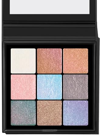 BEAUTY BAY Mini Charms 9 Colour Palette, Shimmer Eyeshadow Collection, White/Gold/Pink/Blue/Grey/Green/Purple, Buildable Coverage, Opalescent Finish