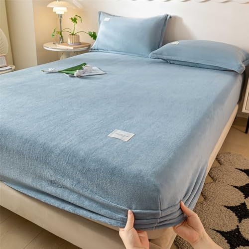 HLTQL SáBana Bajera De Felpa De Invierno Ajustable CáLida, Mullida, Apta para ColchóN De 30 Cm Fundas para Colchonetas Sabanas Bajeras(#5,150x200cm)