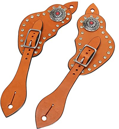 Verstellbarer Sporenriemen aus Braunem Leder mit -Schnalle für Reitausrüstung, 2er-Pack – -Sporenriemen Im Vintage-Stil für Reitsportbegeisterte