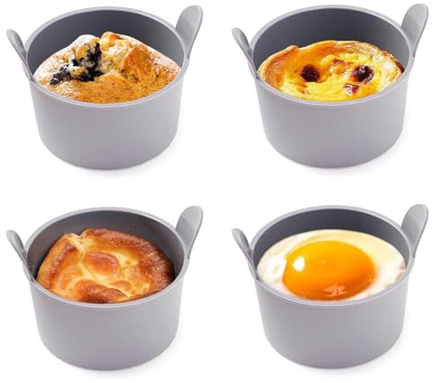 Hueveras de silicona – Silicona 7x7x6cm Juego de 4 | Mini moldes reutilizables para huevos escalfados, gofres, cupcakes | Práctico accesorio de cocina para cocinar y hornear fácilmente todos los días.