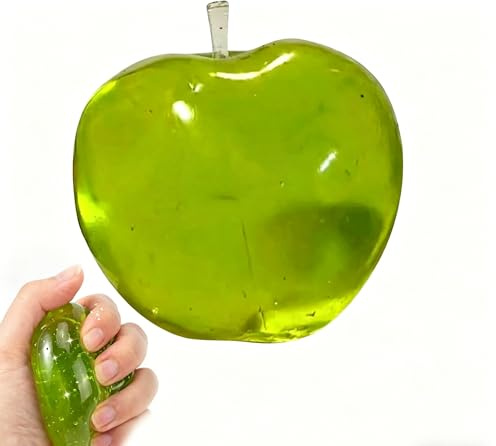 Söta äpple Squishies, stressboll med transparent färg, mjuk TPR frukt dekompressionsnypleksak, perfekt för stresslindring och fidget, present till vuxna och barn