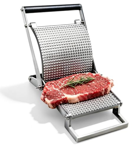 Fleischklopfer Manuell, Steak Zartmacher, Edelstahl Pressgerät, Fleischhammer Robust, Für Küche Haushalt Restaurant, BBQ Grill Camping Outdoor, Zerlegbar, Leicht zu Reinigen, Ergonomisch Design