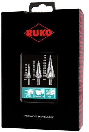 RUKO Stufenbohrersatz HSS spiralgenutet Gr. 0/9 / 1/2 3tlg. in Kunststoffkassette - 101026RO