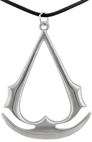 Hanessa Gioielli da uomo in argento Assassini simbolo medievale Assassin's Creed segno degli Assassini Gamer Art Pelle Regalo di Natale per il fidanzato/marito