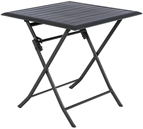 Hespéride - Table de Jardin Pliante Carrée Azua Gris Graphite - 2 Places - Aluminium Traité Epoxy Antirouille