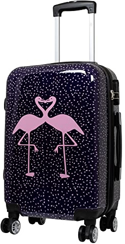Trendyshop365 Hartschale Handgepäck Koffer Pink Kissing Flamingo 57 cm 38 Liter 4 Räder bunt