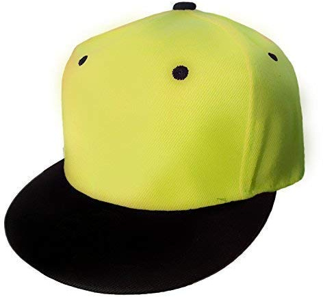 - Senza marca/Generico - Cappello Snap Back Cappellino Berretta Visiera FRONTINO Cotone Nero Giallo Fluo