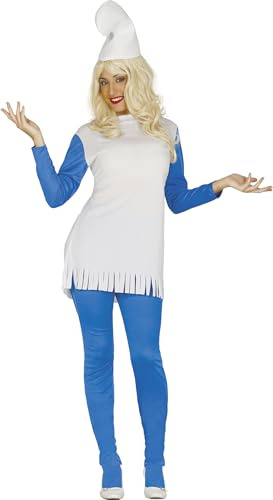 FIESTAS GUIRCA | Enanita Azul Kostüm für Damen (42-44/L) - Shirt, Hut, Hose und Kleid - Märchen- und Feen Kostüme für Verkleidungspartys und Karneval - Blau