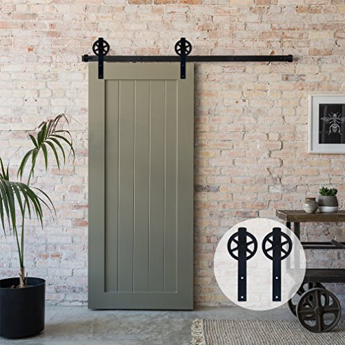243cm/8FT Vintage Spoke Industrial Rad Schiebetür Barn Holz Innen Tür Schiebetürbeschlag Set Schiebetürsystem/sliding barn door hardware