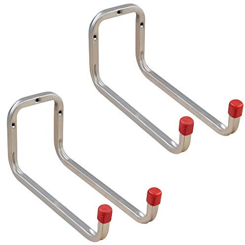 Gedotec Gerätehalter Metall Leiterhaken Wand-Haken Garage - DUO | Stahl verzinkt | Doppel-Haken lang | Tiefe: 250 mm | Ordnungshaken zum Schrauben für Wand-Montage | 2 Stück - Universalhaken 2-fach