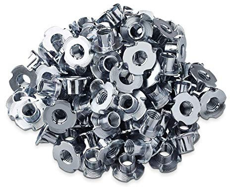 100 x Écrous à Griffes M10 x 12 x 24 mm avec 4 Pointes pour la Fixation de Composants de la Fabrication de Meubles