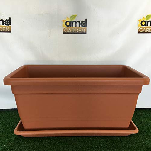 Generico Sottovaso Sottofioriera per Vaso FIORIERA Rettangolare da 50 CM con SOTTOVASO Incluso Vari Colori Anthea da Interno e da Esterno AMDGarden (Terracotta)