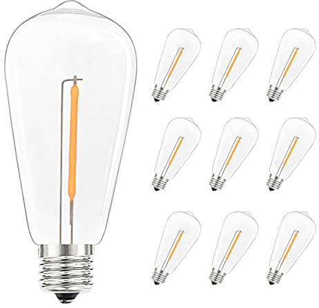 GOOTHY 10 Pack E17 LED Bulbs, ST40 Shatterproof Replacement Bulbs for Outdoor String Lights, Vintage Edison Style Patio String Lights Bulbs Replacement, C9/ E17 Intermediate Bases, 2700K Warm White