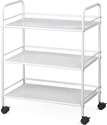 costoffs 3-Tier Storage Trolley Rolling Utility Cart on Wheels, White