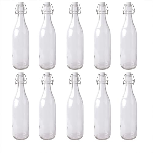 Floralcraft® Flip Top Glass Bottles 500ml – Pack of 12 | Airtight Swing Top Bottles for Kombucha, Fermentation & Storage