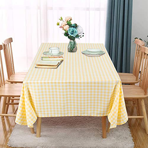 ShinyBeauty Buffalo Plaid Tablecloth Yellow Checked Tablecloth Rectangle Gingham Tablecloth Linen Tablecloth for Home Cottage Restaurant Hotel Spring Summer Picnic (56x84-Inch, Yellow)