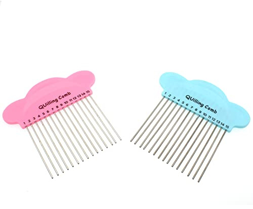 OZXNO - Pettine per carta per quilling, 2 pezzi, per origami e cardatura, accessorio per lavori fai da te (blu e rosa)