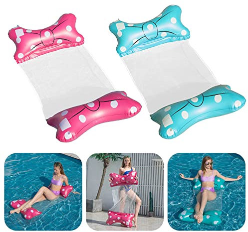 2 St. Wasserhängematte Wasserluftmatraze mit Netz Wasserliege Strand, bade- strandspielzeug Pool, luftmatratze mit netzboden im Schwimmbad Pool, Vivi Idee (Rot Blau)