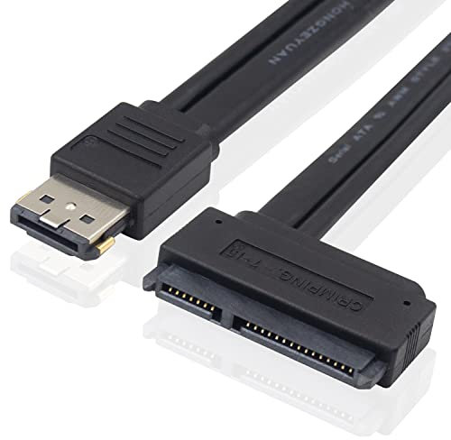 Duttek Cavo di alimentazione SATA da 22 pin a ESATA, cavo di prolunga schermato SATA da 22 pin femmina a ESATA maschio per disco rigido SATA da SSD per trasmissione dati e alimentazione, 50cm