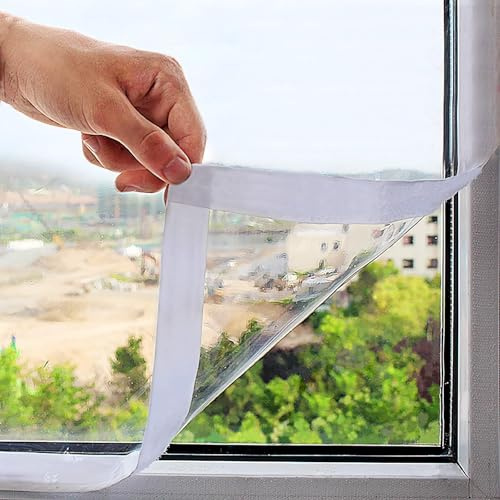 Mellroom Película transparente antiviento para ventanas 160cm x 160cm aislante térmica anti frío se pueden ventilar Reutilizable DIY esencial de invierno