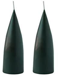 Kunstindustrien® Stumpenkerzen, Hergestellt in Dänemark, 43 Farben verfügbar, Kegel Kerze, Durchgefärbte Stumpenkerze lange Brenndauer von 15 Stunden, Kerzen Deko, 2 Stück, 6,5 x 16cm (Waldgrün)