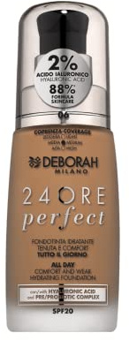 Deborah Milano - Fondotinta Liquido 24 Ore Perfect Idratante SPF 20, N.6 Caramel, 30.0 millilitro, 1