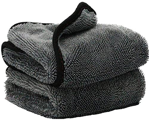 Kingsheep Lot de 2 chiffons de séchage en microfibre ultra absorbants Gris 60 x 50 cm 650 g/m² Pour voiture, cabine de douche, maison, camping