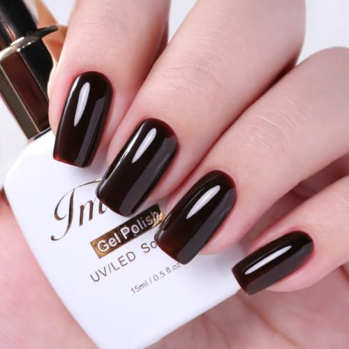 Imtiti Dunkles Schokoladenbraun Gelnagellack - 15ml Schwarzkirsch-Unterton UV LED Soak-Off Farbgel, HEMA- & TPO-freie Formulierung, Glänzendes Finish für DIY Maniküre, Nagelkunst zu Hause
