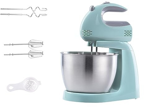 2 in 1 Twin Hand and Stand Mixer Food Hand Mixer Electric Whisk with 5 Speeds Turbo Function Includes 3L Bowl, 2 x Beaters, 2 x Dough Hooks Perfect for Home Baking Kitchen Mixing Beater Egg 300W