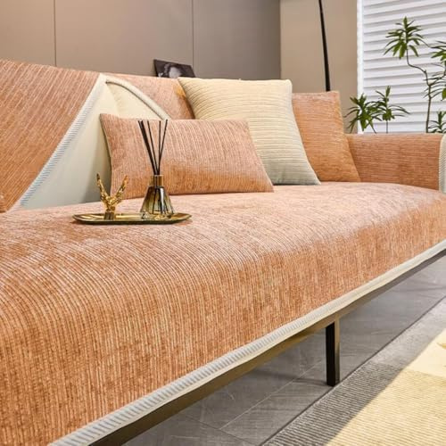 Bettschlange Sofa Überzug, Couch Überzug L Form 1/2/3/4 Sitzer, Sofa Cover Sofabezug Ecksofa rutschfeste Sofaschoner, Sofadecken für Sitzfläche, Universelle Sofa Überwurf,Orange,70 x 180 cm