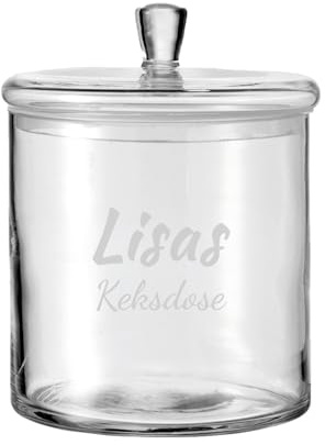 LUXENTU Glasdose mit Gravur, Spruchgravur, 300 ml, 1 Stück | Personalisierte Dose für Kaffee, Tee & Kekse, Wichtelgeschenk, Zauberei, 2-zeilige Personalisierung, Spülmaschinenfest