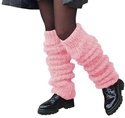 Kswlwccpp Stulpen Damen Schwarz: Warm Bequem Extra Weit Fell Beinwärmer Leg Warmers Weich Winter XXl Gestrickt Beinstulpe Stulpensocken Flauschig Lang Stulpen Kniestrümpfe