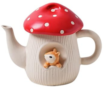 Soulnioi Cute Mushroom Teapot, Handmade Ceramic Teapot with Handle and Lid, 700ML Large Cup for Serving Hot or Cold Drinks