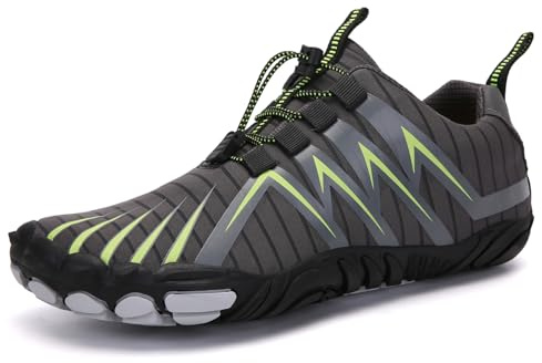 Barefoot Shoes Mens Womens Wide Toe Trail Running Trainers Lightweight Comfortable Workout Shoes for Hiking Fitness Walking Unisex,Grey 10UK