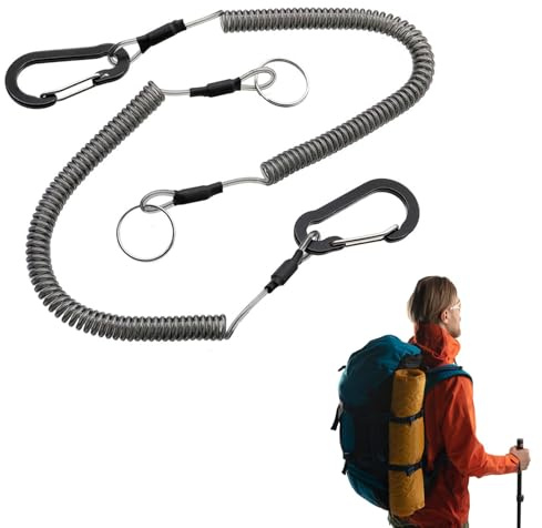Fjäder Nyckelring, Spiral Nyckelring, 2 st Spiral Nyckelring, Nyckelband, Nyckelring, Med Fjäder Spiral Ring I Rostfritt Stål för Nycklar, Små Föremål, Resor, Fiske, Arbete