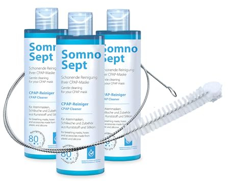 CPAP-Reinigungspaket SomnoSept – 3x Reiniger UND 1x Schlauchbürste 19 mm