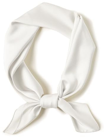 SHUBEIEUMI Seidentuch Damen, Seidenkopftuch, Einfarbiger Weicher Seidentuch, Halstuch Größe 70 cm x 70 cm, Damen Tuch Schal (Weiß)