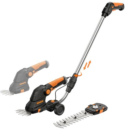 DOVAMAN GS03C 7.2V Tijera Cortacésped y Arreglasetos 3 en 1, con Conjunto de Mango Telescópico y Ruedas, Carga Rápida de 80 Minutos, Mango Ajustable en Tres Posiciones. Adecuado para Recortar Césped