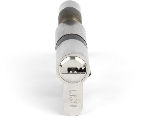 IFAM Cilindro de Pomo para Puertas Start-R, 30x30mm, Leva 15mm, Bombín Cerradura de Seguridad 6 Pitones de Acero, 5 Llaves Reversibles, Sistema Antiganzúa y Antitaladro, Perfil Europeo, Acabado Níquel