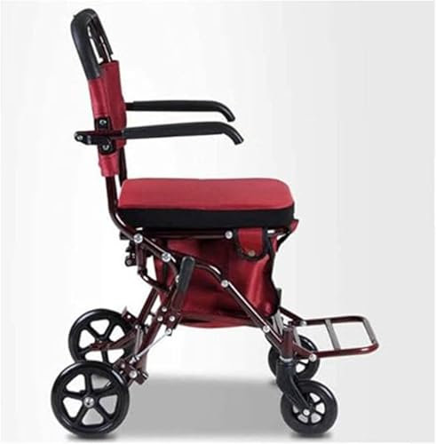 QJWM Fauteuil Roulant de Transport Portable, Aide à la Marche Pliable avec siège et Repose-Pieds, Fauteuil Roulant de Voyage pour Enfants, Adultes, Personnes handicapées A