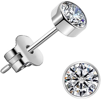 J.aey Titan Damenschmuck Silber Damen Ohrringe Stecker für Damen Mädchen Herren Medizinische Chirurgenstahl Klein Ohrstecker Weiß 4.5mm 5A+Zirkonia Ohringe Knorpel Jewellery Ohrschmuck Ohrringe Silber