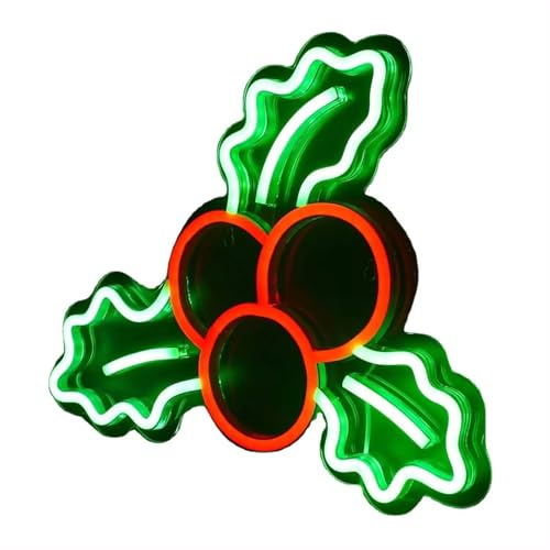 TRIXES Christmas Holly Neon Light - LED Neon Light - USB Powered
