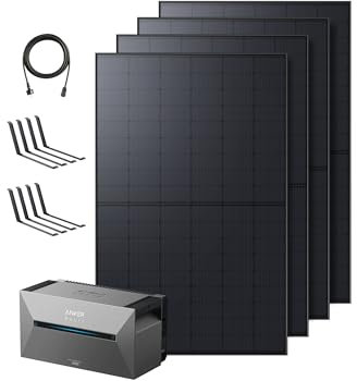 Anker SOLIX Balkonkraftwerk mit Speicher (1780W | 1600Wh), Solarbank 2 E1600 Pro (1600Wh), 4 Bifaziales Solarpanel (445W), Bodenhalterungen, 4 MPPT, 9,6kWh Kapazität, Plug & Play