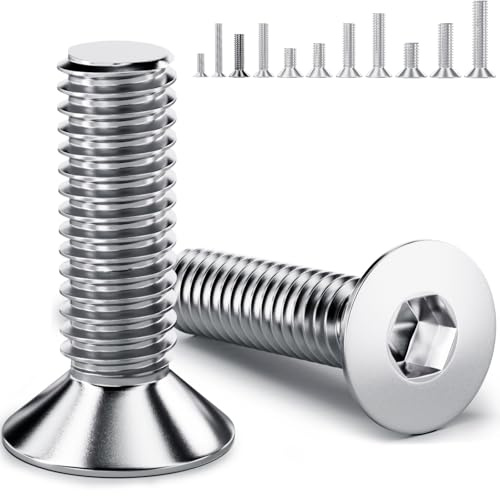YOOPIN 120 Stück DIN7991 M4x16mm Senkkopf A2 Edelstahl | Innensechskant Vollgewinde. Für Maschinen, Geräte und Möbel