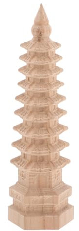 TOYANDONA Tour de Wenchang Décoration Feng Shui pour Bureau et de Succès Scolaire et Prospérité Figurine en Bois Sculpté à 9 Niveaux