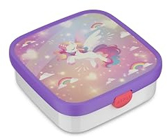 Mepal - Bento Lunch Box Large Campus - Bento Lunch Box for Children - Includes 2 removable Leakproof Bento Boxes and Fork - Bento Boxes are Microwave Safe - 2x 200 + 1250 ml - Unicorn Glow