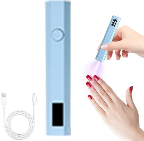 Generico Luce a penna UV per unghie, luce UV per unghie in gel single - Piccola luce LED ricaricabile per unghie,2 timer asciugacapelli per la colla, lampada a cordone professionale per le donne
