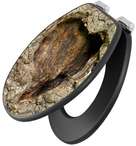 banjado Toilettendeckel anthrazit mit Absenkautomatik/WC Sitz mit Absenkautomatik anthrazit/Klodeckel grau/Toilettensitz dunkel/edle Klobrille - Motiv Altes Herz